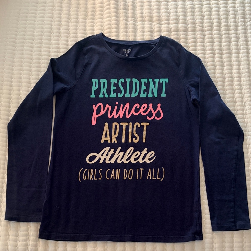 Carter’s Navy Long Sleeve Tee with Motivational Text